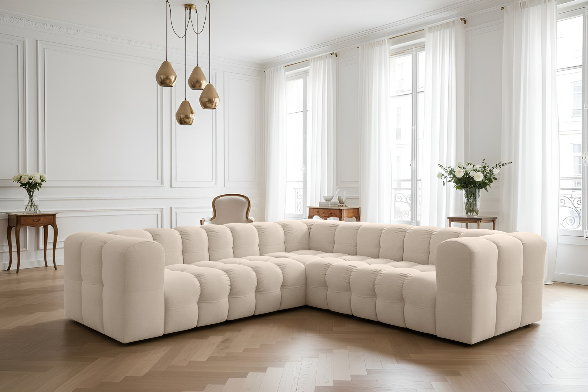 Baloo Corner Ecksofa 270x270 cm Stoff Tiffany Beige